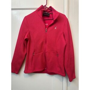 Spyder Core Sweater Full Zip Jacket Womens Large Pink Fleece Lined Mock Neck